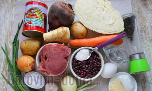 Delicioso y satisfactorio borscht siberiano con carne: receta fotográfica paso a paso con chucrut Cocinar borscht siberiano